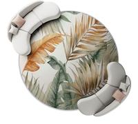 Alfombra Redonda Crema de 180 cm, Alfombra con patrón Selva Tropical Plantas Hojas De Palmera, Lavable a máquina Alfombra Antideslizante para Dormitorio Sala de Estar Cocina