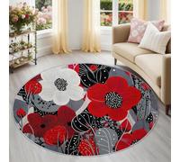 Alfombra redonda de 120 cm, moderna de arte de lunares abstractos florales, alfombra de salón redonda, lavable a máquina, antideslizante, suave, de pelo corto para dormitorio, cocina, habitación
