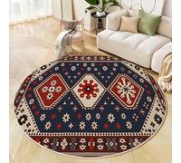 Alfombra Redonda De 150 Cm, Formas Geométricas, Lavable, Antideslizante, Alfombra Mullida para Sala De Estar Flores Tradicionales, Alfombra Suelo para Dormitorio Colores Mixtos