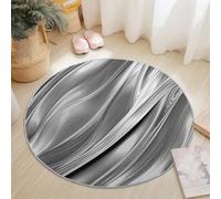 Alfombra Redonda de 150 cm, Remolino Plata Ola Antideslizante de Felpa Esponjosa, Lavable para Sala de Estar Dormitorio Pasillo Cocina, Gris
