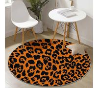 Alfombra Redonda de 160 cm, Camuflaje Leopardo Textura Lavable Flanelle Alfombras para Salon Cocina Oficina Guardería Habitacion, Color Naranja Resistente a la decoloración Alfombra