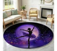 Alfombra redonda de 200 cm, suave, alfombra circular, cocina, pasillo, comedor, sala de estar, dormitorio, antideslizante, lavable, alfombra de piso, decoración - Fantasía cielo estrellado baile