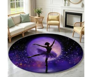 Alfombra redonda de 200 cm, suave, alfombra circular, cocina, pasillo, comedor, sala de estar, dormitorio, antideslizante, lavable, alfombra de piso, decoración - Fantasía cielo estrellado baile