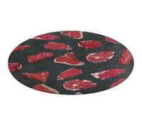 Alfombra redonda de 24 pulgadas, diseño de cortes de carne de res, antideslizante, alfombra circular para dormitorio, baño, cocina, oficina o sofá