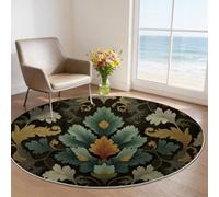 Alfombra redonda de 60 cm antideslizante alfombra salón redonda lavable a máquina retro para sala de estar, dormitorio, cocina y habitación infantil, Paisley Rauten Blume