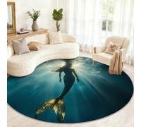 Alfombra Redonda de 60 cm, diseño de Sirena, pequeña Alfombra Circular Antideslizante para habitación de niños, Sala de Juegos, Mesa de Centro, decoración del hogar