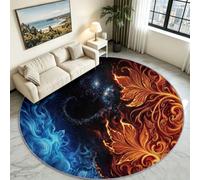 Alfombra redonda de 90 cm, alfombra de fénix estrellado de fantasía, lavable, moderna, suave, cómoda, antideslizante, de lana sintética, para dormitorio de niños, sala de estar, mesita de noche