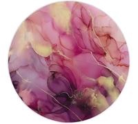 Alfombra redonda de 90 cm, suave y mullida, color rosa para interiores, antideslizante, acuarela de lujo, lámina dorada, mármol lavable, pelo corto, alfombra de tiza para oficina, habitación infantil