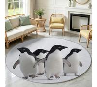 Alfombra redonda de animales de 60 cm, bonito pingüino polar, antideslizante, suave, lavable a máquina, alfombra circular que no se desprende, para dormitorio, sala de estar, debajo de la silla, para
