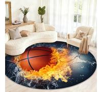 Alfombra redonda de baloncesto de 120 cm, alfombras redondas de ciencia ficción 3D para dormitorio, alfombras circulares antideslizantes para sala de estar, oficina, mesa de café, decoración del hogar