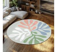 Alfombra Redonda de Coral Abstracto 140cm Pintura Famosa clásica Colorida Plantas acuáticas Impresión Alfombras de Piso de Pelo bajo para Salas de Estar Entrada al Dormitorio