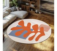 Alfombra Redonda de Coral Abstracto 240cm Minimalista Geométrica Clásica Famosa Pintura Impresión Alfombrillas de Piso de Pelo bajo para Salas de Estar Dormitorio Oficina