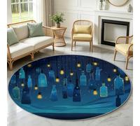 Alfombra redonda de cuento de hadas de 200 cm, diseño de cielo estrellado, antideslizante, suave, lavable a máquina, alfombra circular que no se desprende, para dormitorio, sala de estar, debajo de la