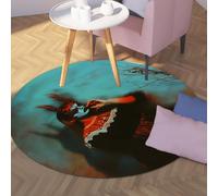 Alfombra Redonda de fantasía Oscura mística Mujer de Terror con Cuernos Estilo gótico Decoración de Halloween Felpudo para Pasillo Interior y Exterior Pila Baja 200x200cm
