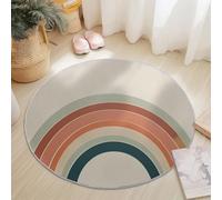 Alfombra Redonda de Franela Diámetro 120 cm, Abstracto Arcoíris Líneas Diseño, Vistoso Suave Antideslizante y Lavable Alfombra Redonda para Dormitorio Sala de Estar Cocina Decoración