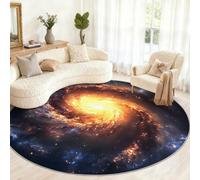 Alfombra Redonda de Galaxia de 240 cm, Alfombra de área de Paisaje cósmico para Sala de Estar, alfombras Redondas Lavables para Dormitorio, Mesa de Comedor, decoración del hogar