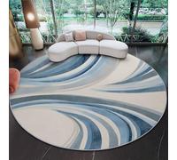 Alfombra Redonda de Geometría de Curvas de abstracción Lavable Antideslizante Alfombra diámetro de 120 cm (Round) Sala de Estar Dormitorio Pasillo Azul Marino