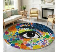 Alfombra redonda de graffiti abstracto, 170 cm, suave, lavable a máquina y plegable, para sala de estar y dormitorio, no desprende pelusa, alfombra colorida de mal de ojo, comedor, entrada, interior