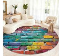 Alfombra Redonda de Graffiti de 180 cm, alfombras de área de Graffiti Hip-Hop para Sala de Estar, alfombras Redondas Lavables para Dormitorio, Mesa de Comedor, decoración del hogar