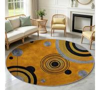 Alfombra redonda de lunares concéntricos con círculos, antideslizante, suave, acogedora, de lana sintética, con bordes ajustados, decoración geométrica abstracta, ideal para sala de estar, entrada
