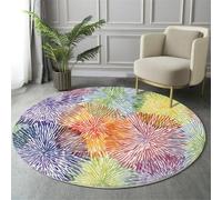 Alfombra Redonda De Patrón De Fuegos Artificiales De Acuarela, Alfombras Redondas Lavable, Otoño Invierno Cálido Antideslizante Alfombra Salon Redondas Para Cocina Habitacion Oficina (80Cm,Púrpura)
