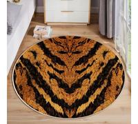 Alfombra Redonda De Patrón De Tigre, Textura Animal Vintage Alfombras Redondas De Salon, Antideslizante Suave Pelo Corto Alfombras Para Cocina, Dormitorio, Decoración Del Hogar (80cm, Marrón )