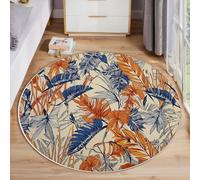 Alfombra Redonda De, Patrón Palmera, Lavable, Antideslizante, Mullida para Sala De Estar Selva Tropical, Alfombra Suelo para Dormitorio Colores Mixtos