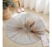 Alfombra Redonda de Pelo Corto en Franela 90 cm - Lavable a Máquina Decorativa con Fuochi D'Artificio Dinamici Astratti Estampada para Salón Dormitorio Cocina Terraza o Balcón, Grigio Marrone
