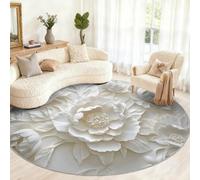 Alfombra Redonda de peonía de 100 cm, Alfombra Redonda Floral en Relieve, Alfombra pequeña Antideslizante para habitación de niños, Sala de Juegos, Mesa de café, decoración del hogar