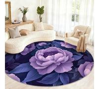 Alfombra Redonda de peonía de 60 cm, Alfombra Redonda Floral campestre, pequeña Alfombra Circular Lavable para habitación de niños, Sala de Juegos, Mesa de café, decoración del hogar