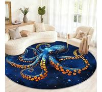Alfombra Redonda de Pulpo de 120 cm, diseño de Monstruo Marino 3D para Dormitorio, alfombras Circulares Antideslizantes para Sala de Estar, Oficina, Mesa de Centro, decoración del hogar