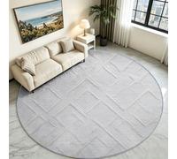 Alfombra redonda de rombos moderna sala de estar, pelo bajo esponjoso | Formas geométricas rombo fondo blanco, no pierde sus pelos, lavable a máquina, alfombra de suelo resistente al salón y