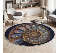 Alfombra Redonda De Salon 120Cm Alfombra Lavable De Habitacion Estética Natural Animal Marino Nautilus Alfombras Comedor Pelo Corto Carpet Rugs For Living Room