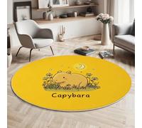 Alfombra Redonda de Salon 160cm Alfombra Lavable de Habitacion Diseño De Animal Simple Patrón De Capibara Lindo Alfombras Comedor Pelo Corto Carpet Rugs for Living Room