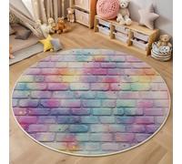 Alfombra Redonda De Salon 160Cm Alfombra Lavable De Habitacion Estilo Grafiti Pared De Ladrillos En Acuarela Alfombras Comedor Pelo Corto Carpet Rugs For Living Room