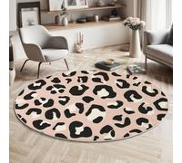 Alfombra Redonda De Salon 160Cm Alfombra Lavable De Habitacion Resumen Animal Patrón Manchas Leopardo Alfombras Comedor Pelo Corto Carpet Rugs For Living Room