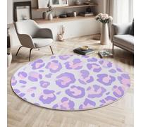 Alfombra Redonda De Salon 180Cm Alfombra Lavable De Habitacion Textura De Piel Animal Estampado De Leopardo Morado Alfombras Comedor Pelo Corto Carpet Rugs For Living Room