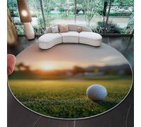 Alfombra Redonda de salón 200 cm, Deportes Golf Césped Primer Plano Alfombra Estampada Lavable Antideslizante, Verde Alfombras Redonda Suaves para Sala de Estar Dormitorio