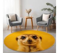 Alfombra Redonda de salón 200 cm, Naturaleza Alfombra Estampada Lavable Antideslizante, Amarillo Animal Primer Plano Alfombras Redonda Suaves para Sala de Estar Dormitorio