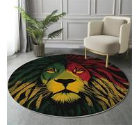 Alfombra Redonda De Salon 60Cm Alfombra Lavable De Habitacion Diseño Animal Abstracto Cara De León Rastafari Alfombras Comedor Pelo Corto Carpet Rugs For Living Room