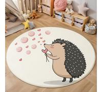 Alfombra Redonda de Salon 60cm Alfombra Lavable de Habitacion Ilustración De Animal Lindo Dibujos Animados: Erizo Burbujas Alfombras Comedor Pelo Corto Carpet Rugs for Living Room