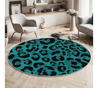 Alfombra Redonda De Salon 60Cm Alfombra Lavable De Habitacion Textura De Piel Animal Estampado Leopardo Negro Alfombras Comedor Pelo Corto Carpet Rugs For Living Room