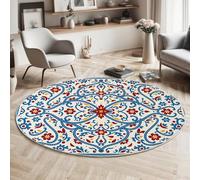 Alfombra Redonda De Salon 80cm Alfombra Lavable De Habitacion Estilo Étnico Tradicional Patrón Floral Geométrico En Forma Estrella Alfombras Comedor Pelo Corto Carpet Rugs For Living Room
