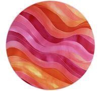 Alfombra redonda de salón, acuarela con textura ondulada y curva, tema antideslizante, alfombra para niños, dormitorio, cocina, casa, zona de balcón, color rojo y naranja, para interior de forro polar