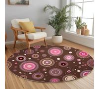 Alfombra Redonda de Salón Lavable Moda Retro, Alfombra de Antideslizante 100 cm Moqueta de Piso Geométrico Puntos Patrones para Dormitorio Cocina Balcón Terraza Salón Comedor Interior y Exterior