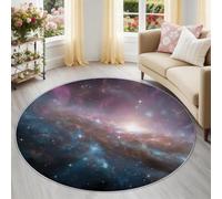 Alfombra Redonda de Salon Naturaleza Universo Estampada Alfombra Lavable de Habitacion, Azul Nebulosa Estrellas Alfombras Pelo Corto para Comedor Salón Dormitorio, 160 cm