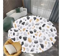 Alfombra Redonda Decorativa Elegante Minimalista Animal Estampado Dleopardo, Alfombra Gris Claro Antideslizante de Pelo Corto Lavable Antideslizante para Salón y Habitación - 120 cm