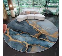 Alfombra Redonda Decorativa y Suave, Abstracto Moderno Lujo mármol Alfombra Circular Antideslizante para Salón, Dormitorio y Oficina, Gris Azulado Diseño Moderno para Interior 120 cm