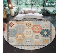 Alfombra Redonda Decorativa y Suave, Tradicional Patchwork Hexágono Borde Alfombra Circular Antideslizante para Salón, Dormitorio y Oficina, Vistoso Diseño Moderno para Interior 100 cm