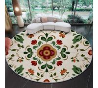 Alfombra Redonda Decorativa y Suave, Tradicional Patrón Simétrico Textura Alfombra Circular Antideslizante para Salón, Dormitorio y Oficina, Marrón Verde Diseño Moderno para Interior 100 cm